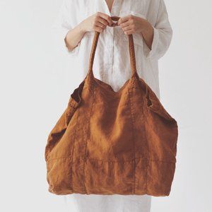 Seaside Tones Mustard Linen Bag Tote